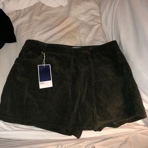 Zara army green corduroy skort